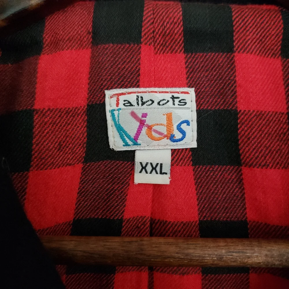 🌞SOLD🌞 Talbots Kids Wool Pea Coat Size XXL Black Double Breasted Buffalo Plaid - Picture 7 of 10